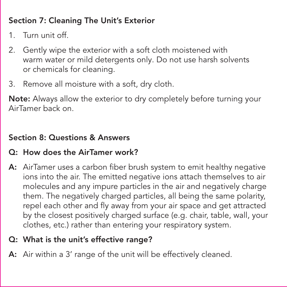 FilterStream AIRTAMER A300 User Manual | Page 10 / 12