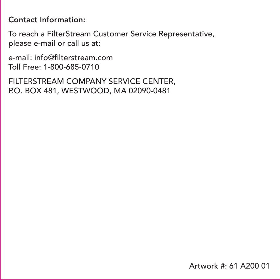 FilterStream AIRTAMER A300 User Manual | Page 12 / 12