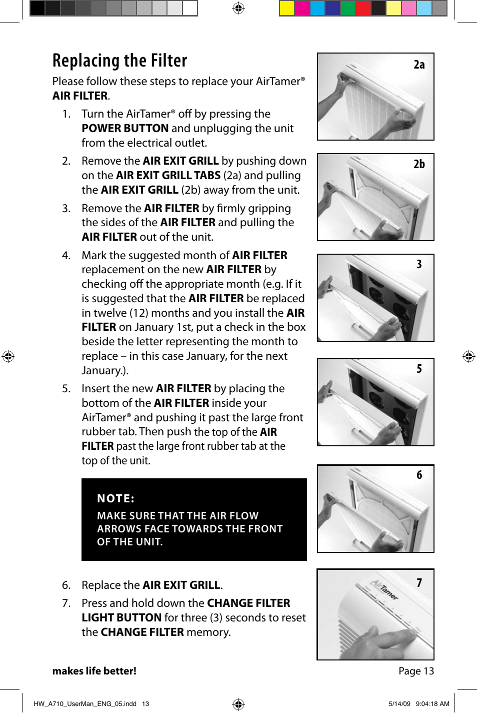Replacing the filter | FilterStream Ultra High Efficiency Air Purifier HW_A710 User Manual | Page 15 / 24