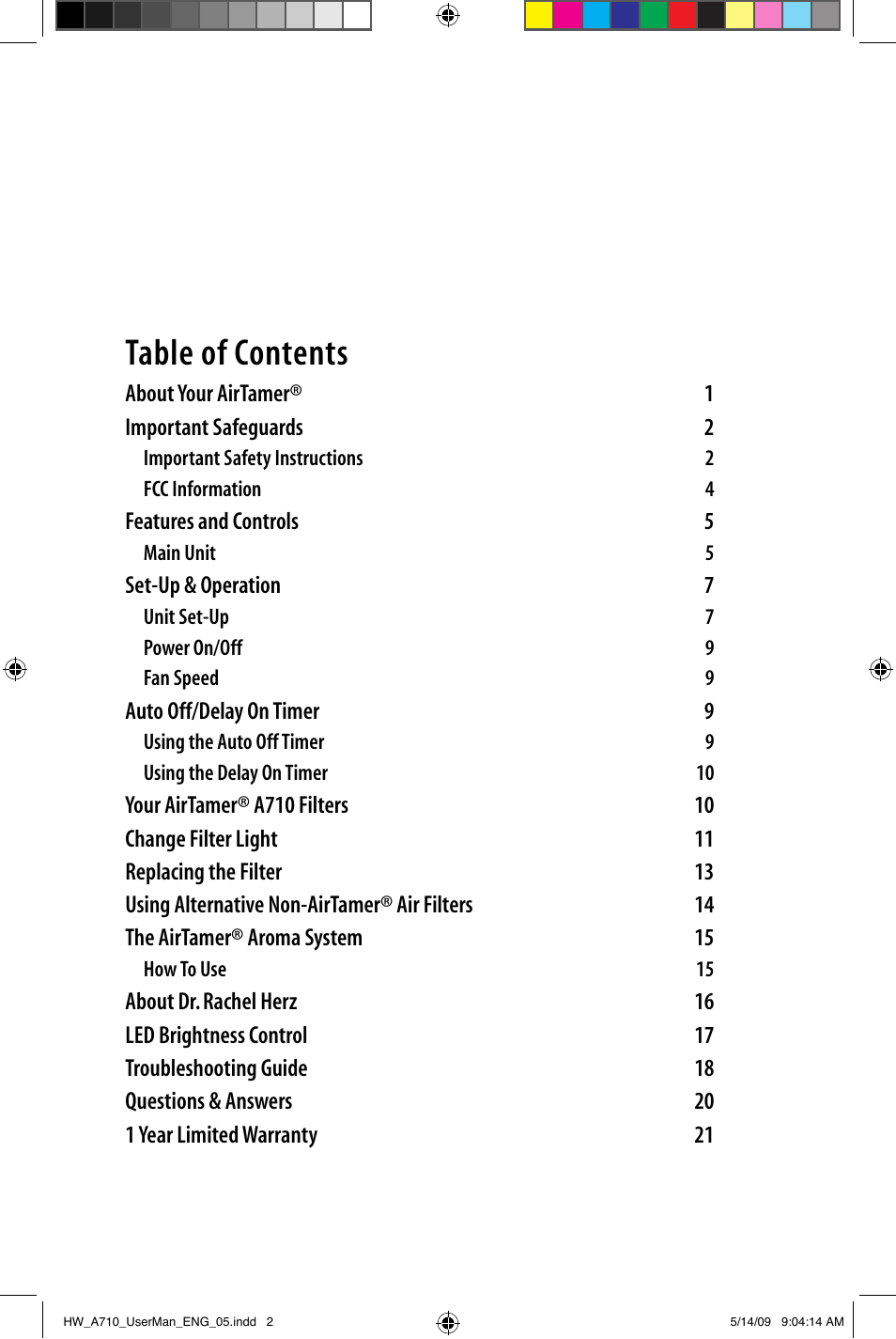 FilterStream Ultra High Efficiency Air Purifier HW_A710 User Manual | Page 2 / 24