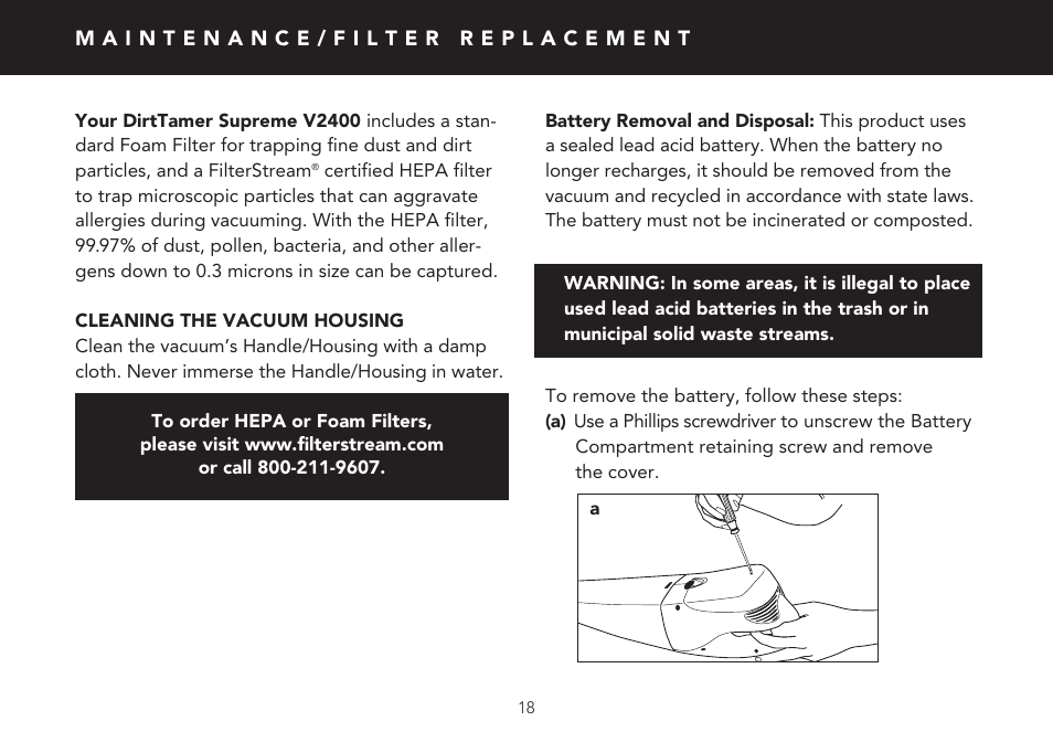 FilterStream V2400 User Manual | Page 18 / 20