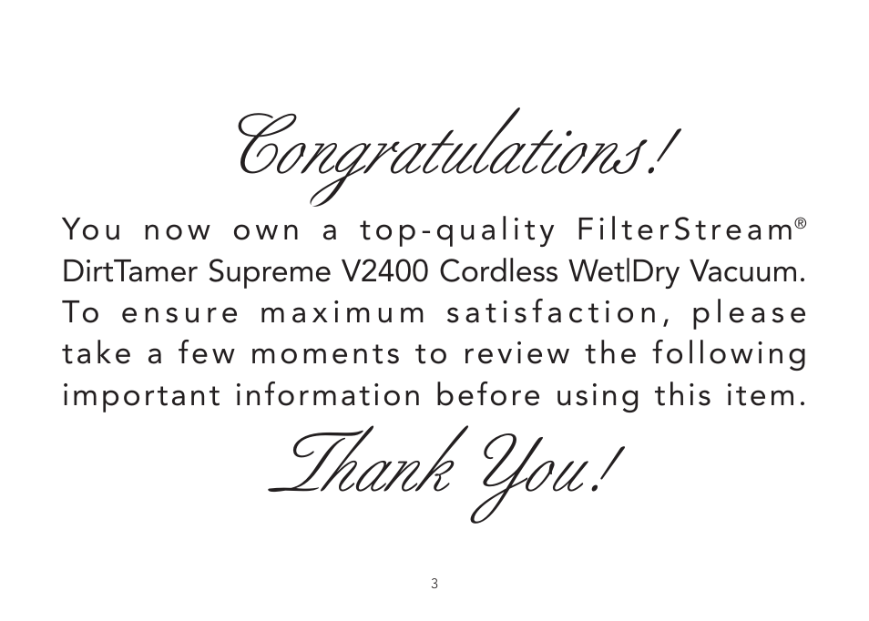 FilterStream V2400 User Manual | Page 3 / 20