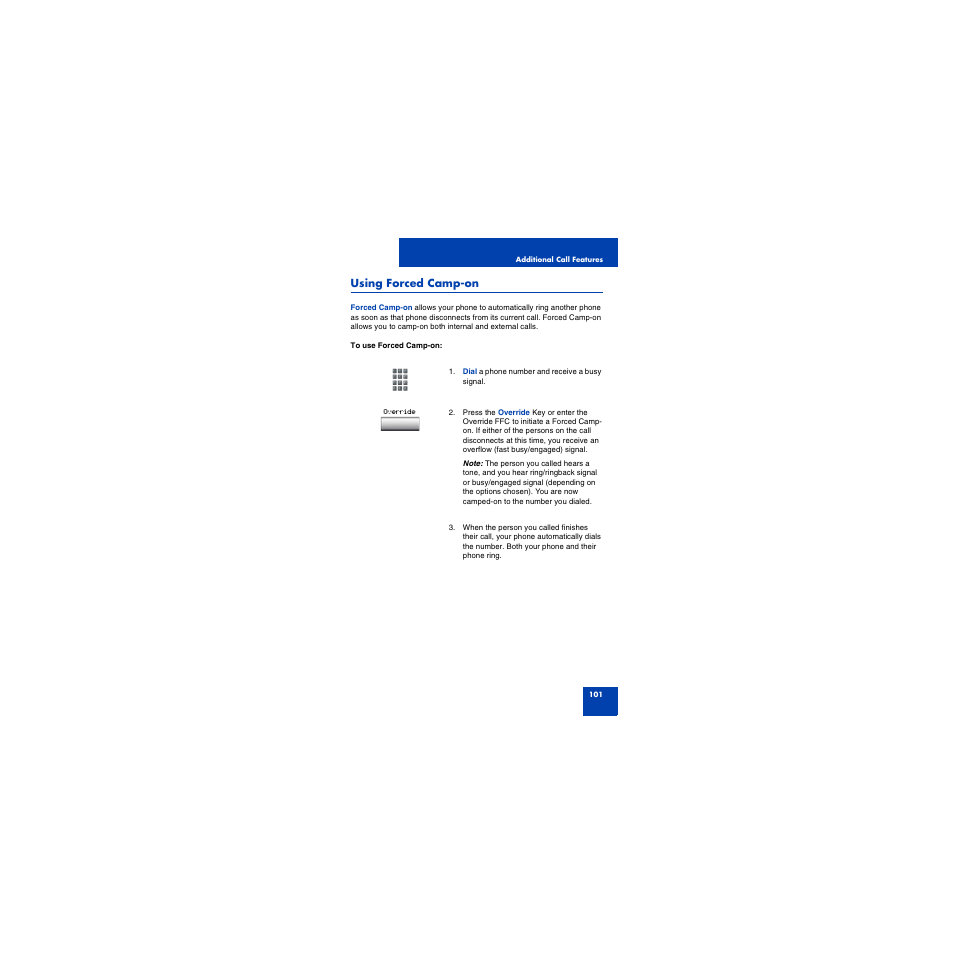 Using forced camp-on | First Virtual Communications 1150E User Manual | Page 101 / 154