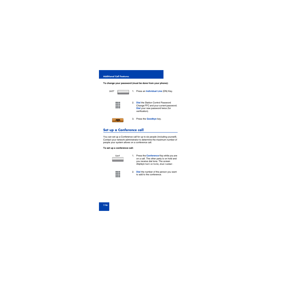 Set up a conference call | First Virtual Communications 1150E User Manual | Page 116 / 154