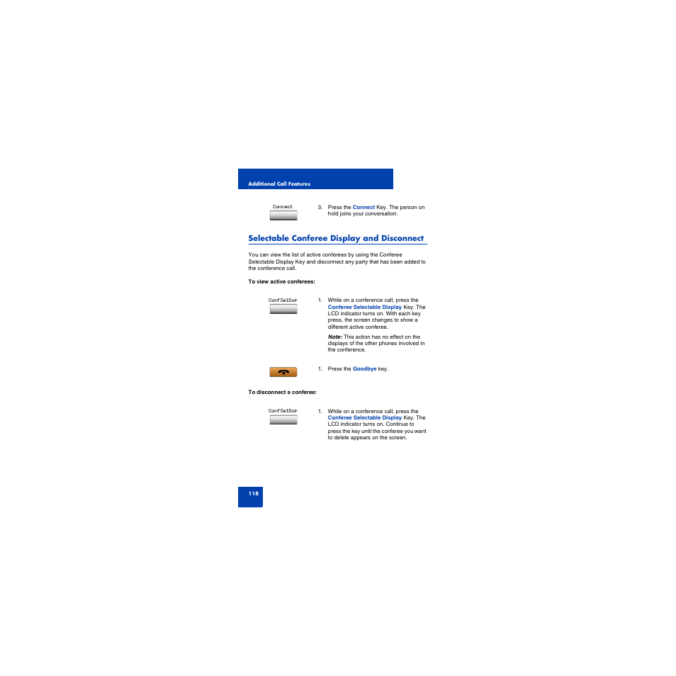 Selectable conferee display and disconnect | First Virtual Communications 1150E User Manual | Page 118 / 154