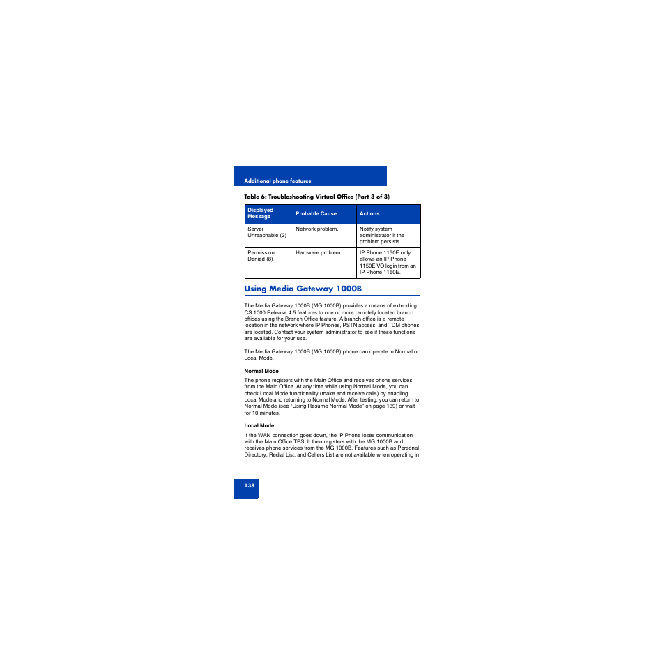 Using media gateway 1000b | First Virtual Communications 1150E User Manual | Page 138 / 154