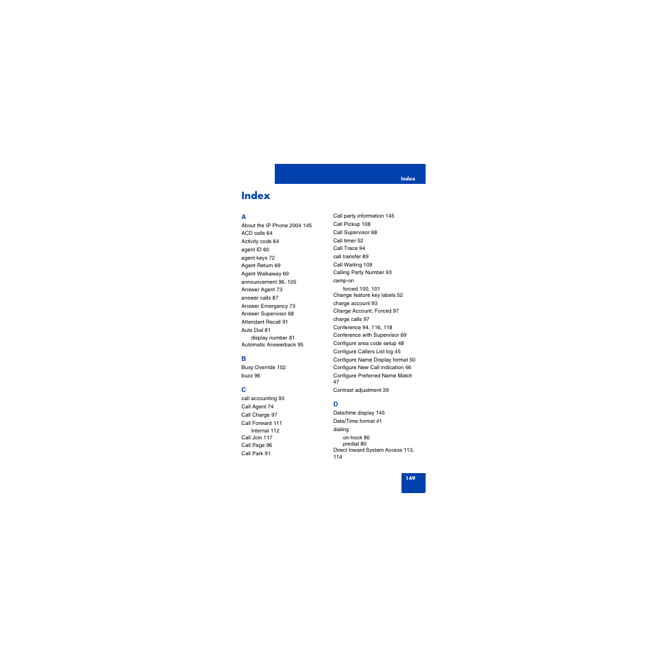 Index | First Virtual Communications 1150E User Manual | Page 149 / 154