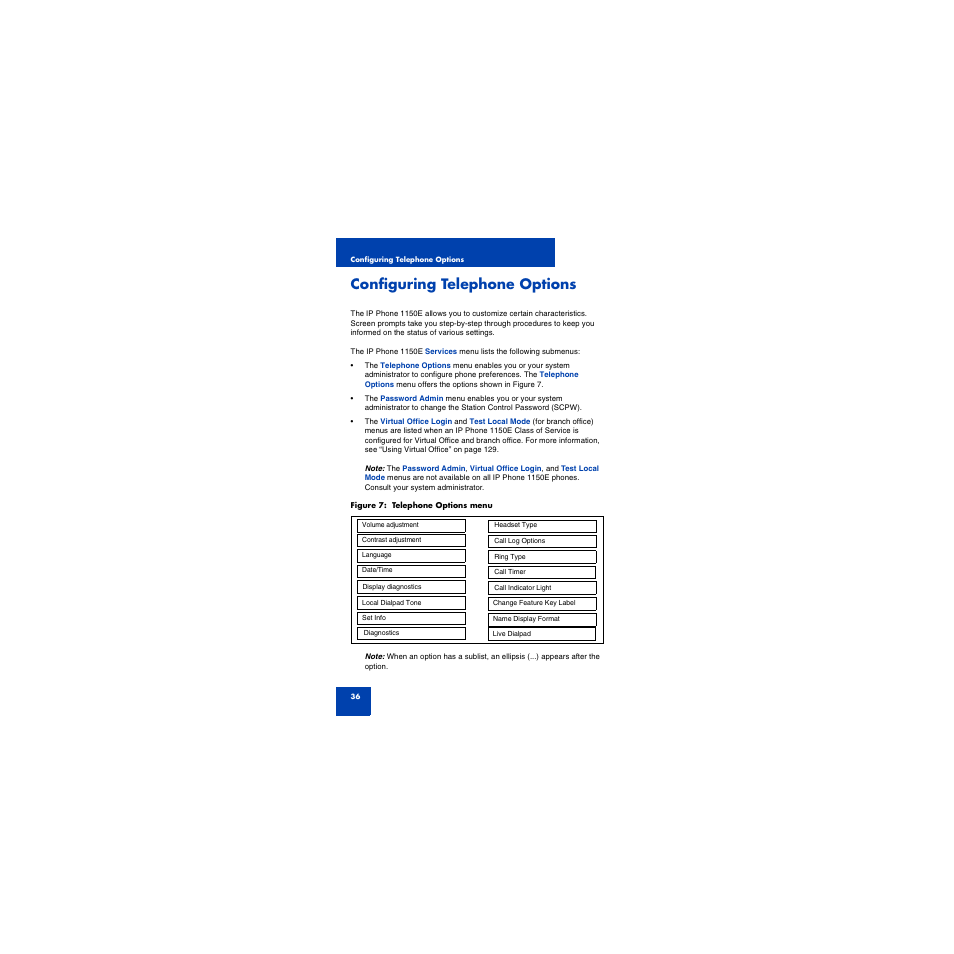 Configuring telephone options | First Virtual Communications 1150E User Manual | Page 36 / 154