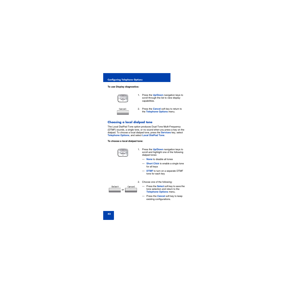 Choosing a local dialpad tone | First Virtual Communications 1150E User Manual | Page 42 / 154