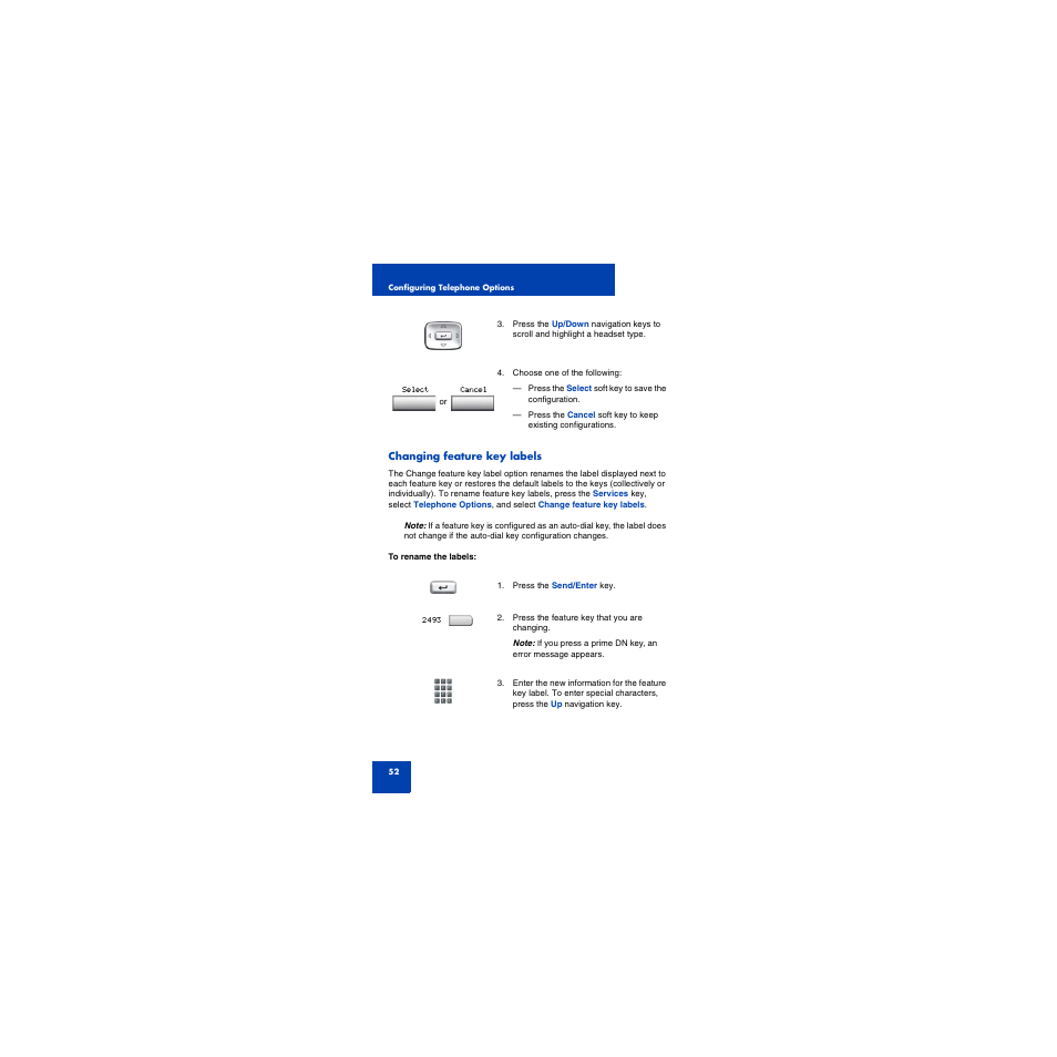 Changing feature key labels | First Virtual Communications 1150E User Manual | Page 52 / 154