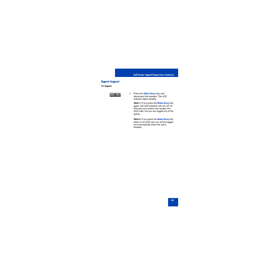 Agent logout | First Virtual Communications 1150E User Manual | Page 63 / 154