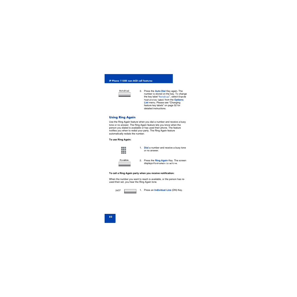 Using ring again, Using last number redial | First Virtual Communications 1150E User Manual | Page 82 / 154