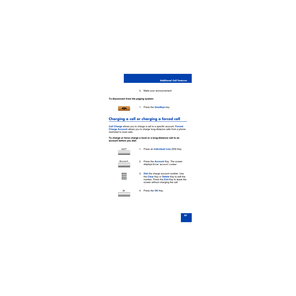 Charging a call or charging a forced call, Using enhanced override | First Virtual Communications 1150E User Manual | Page 97 / 154