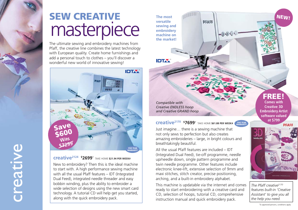 Masterpiece, Cr eativ e, Sew creative | Free, Save $600 | First Virtual Communications Expression 2026 User Manual | Page 6 / 11