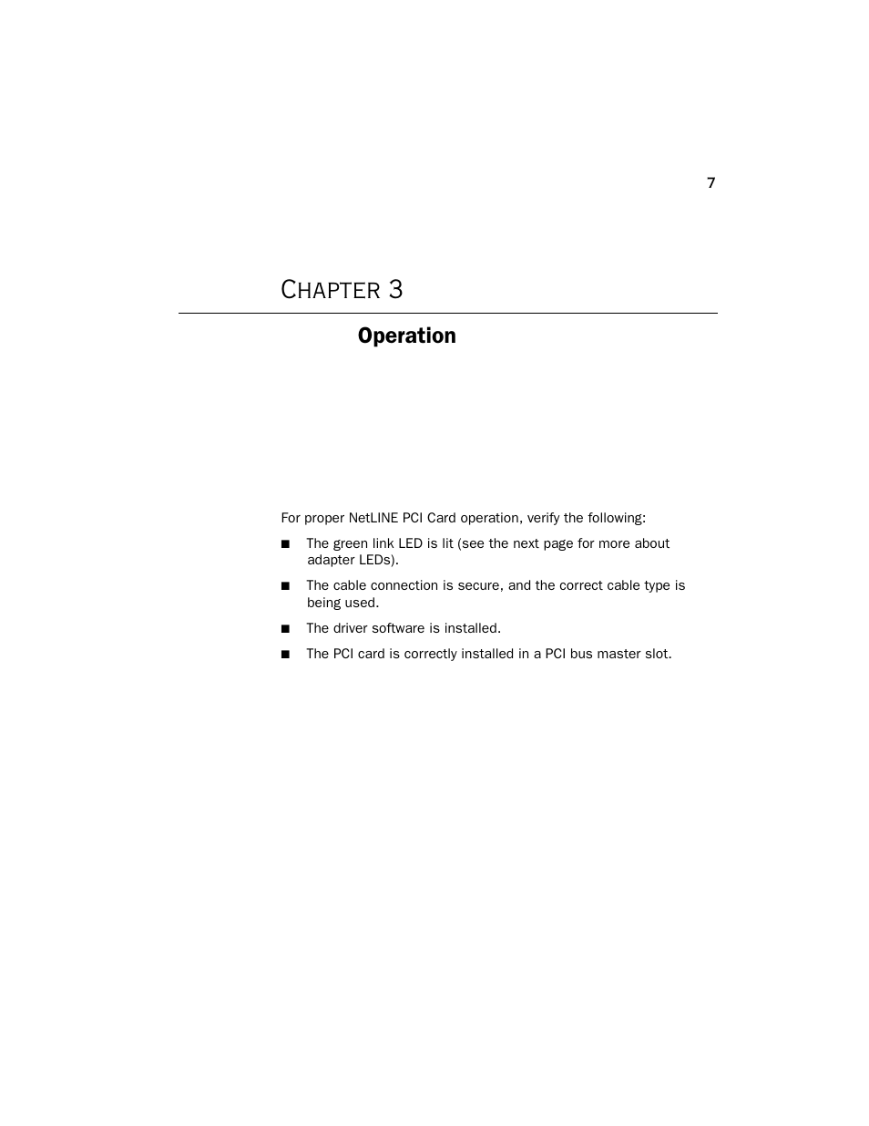 Chapter 3, Operation | Farallon Communications NetLine PCI Card User Manual | Page 11 / 18