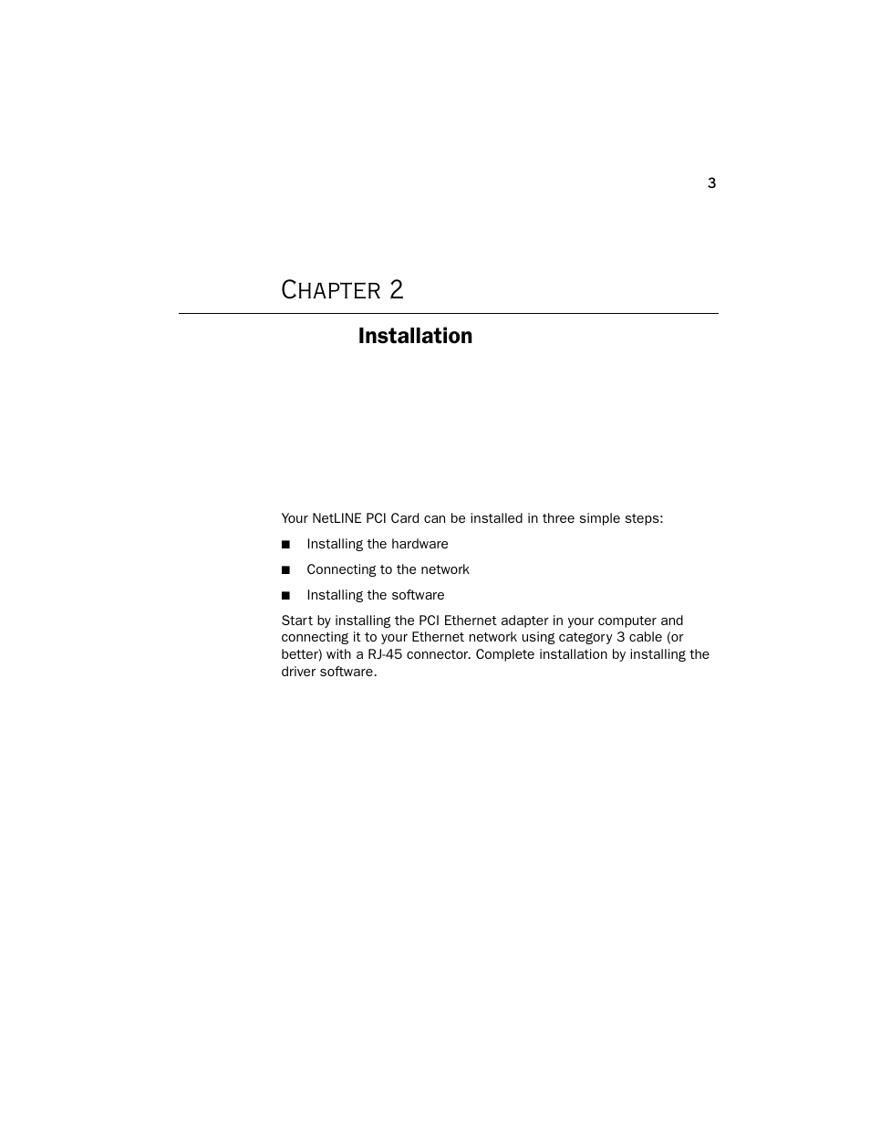 Chapter 2, Installation | Farallon Communications NetLine PCI Card User Manual | Page 7 / 18
