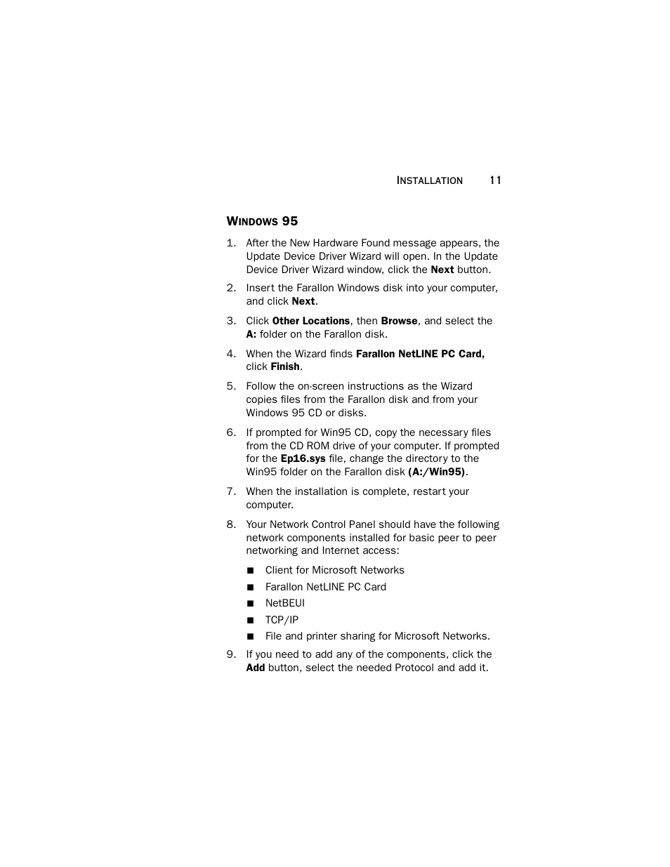 Windows 95 | Farallon Communications NetLINE User Manual | Page 11 / 26