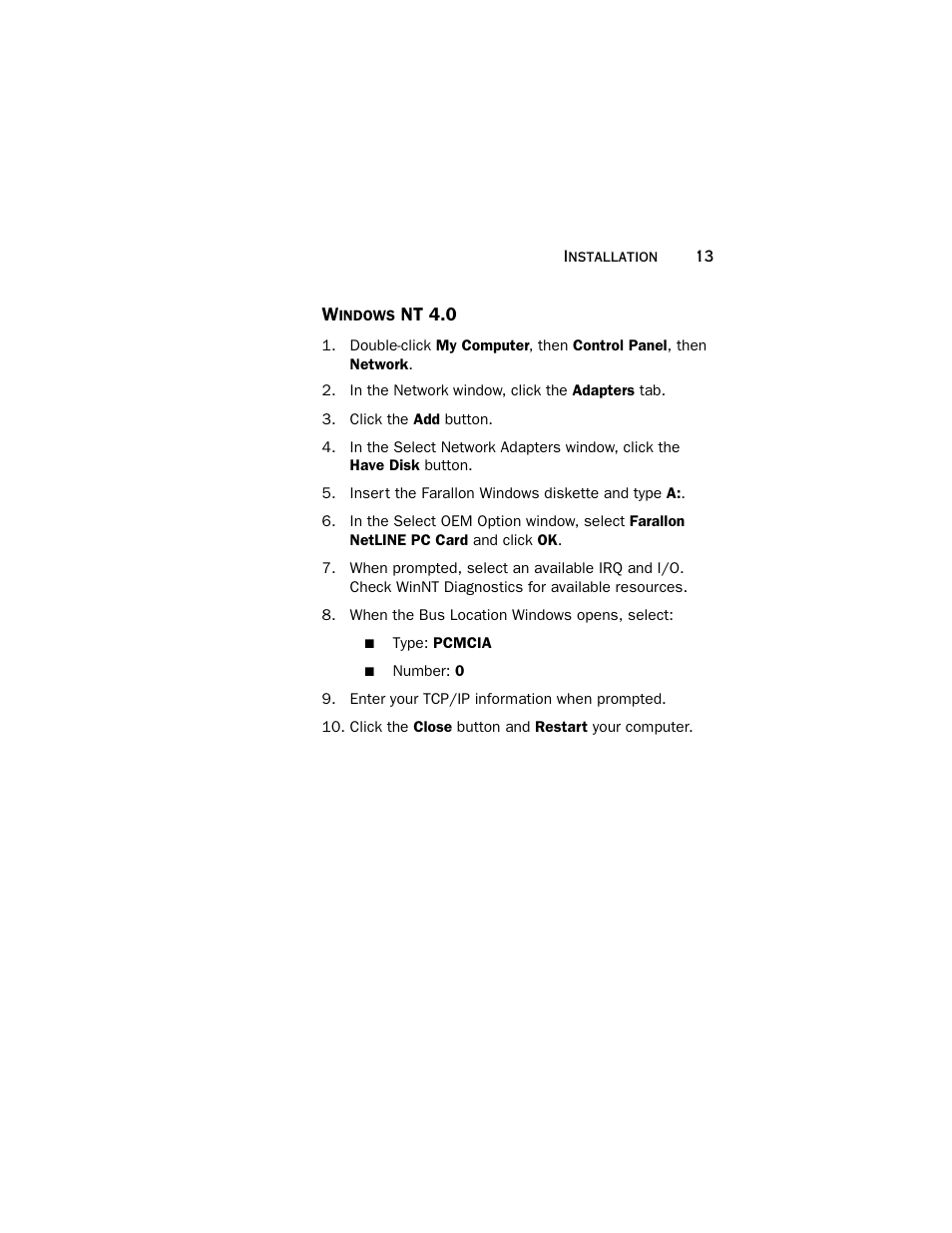 Windows nt 4.0 | Farallon Communications NetLINE User Manual | Page 13 / 26