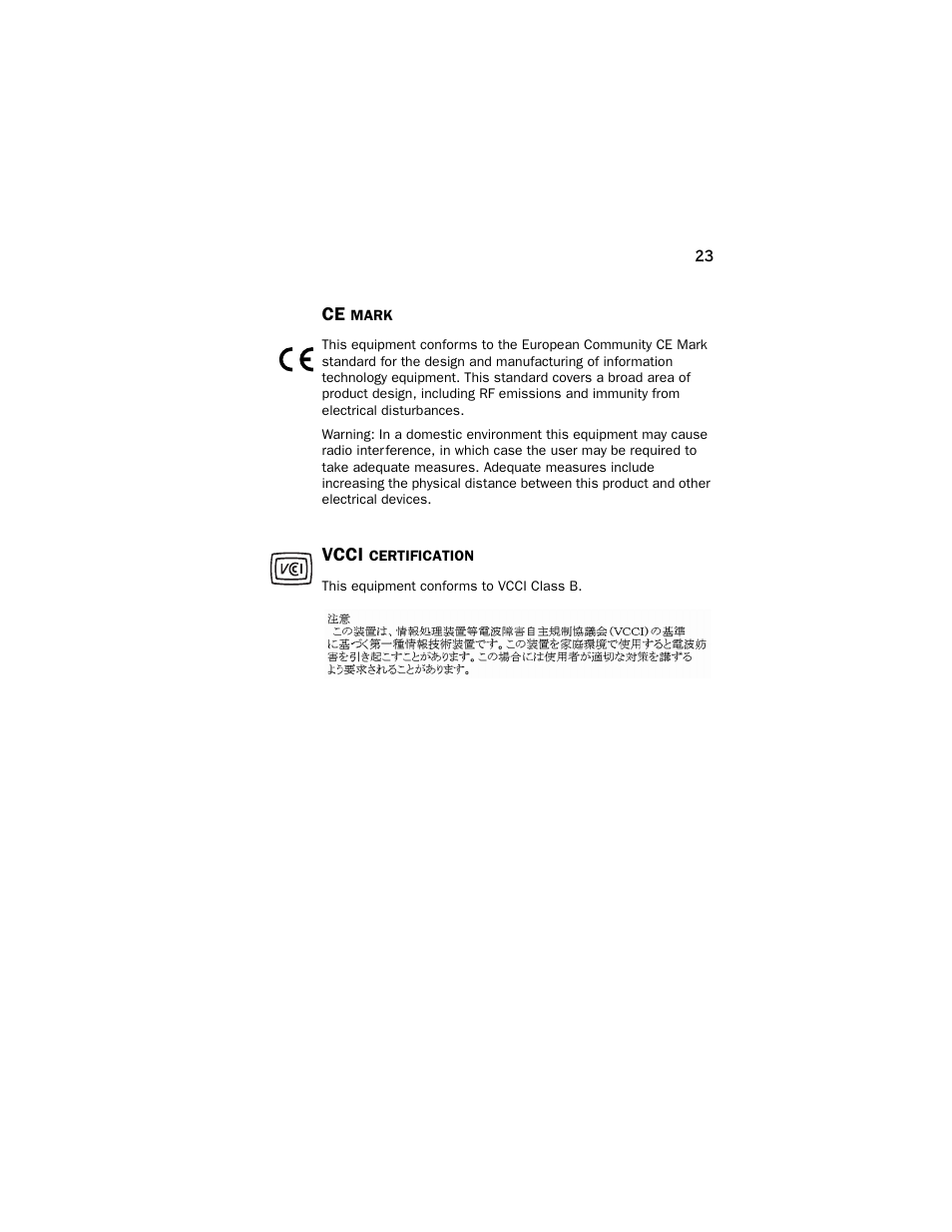 Ce mark, Vcci certification | Farallon Communications NetLINE User Manual | Page 23 / 26
