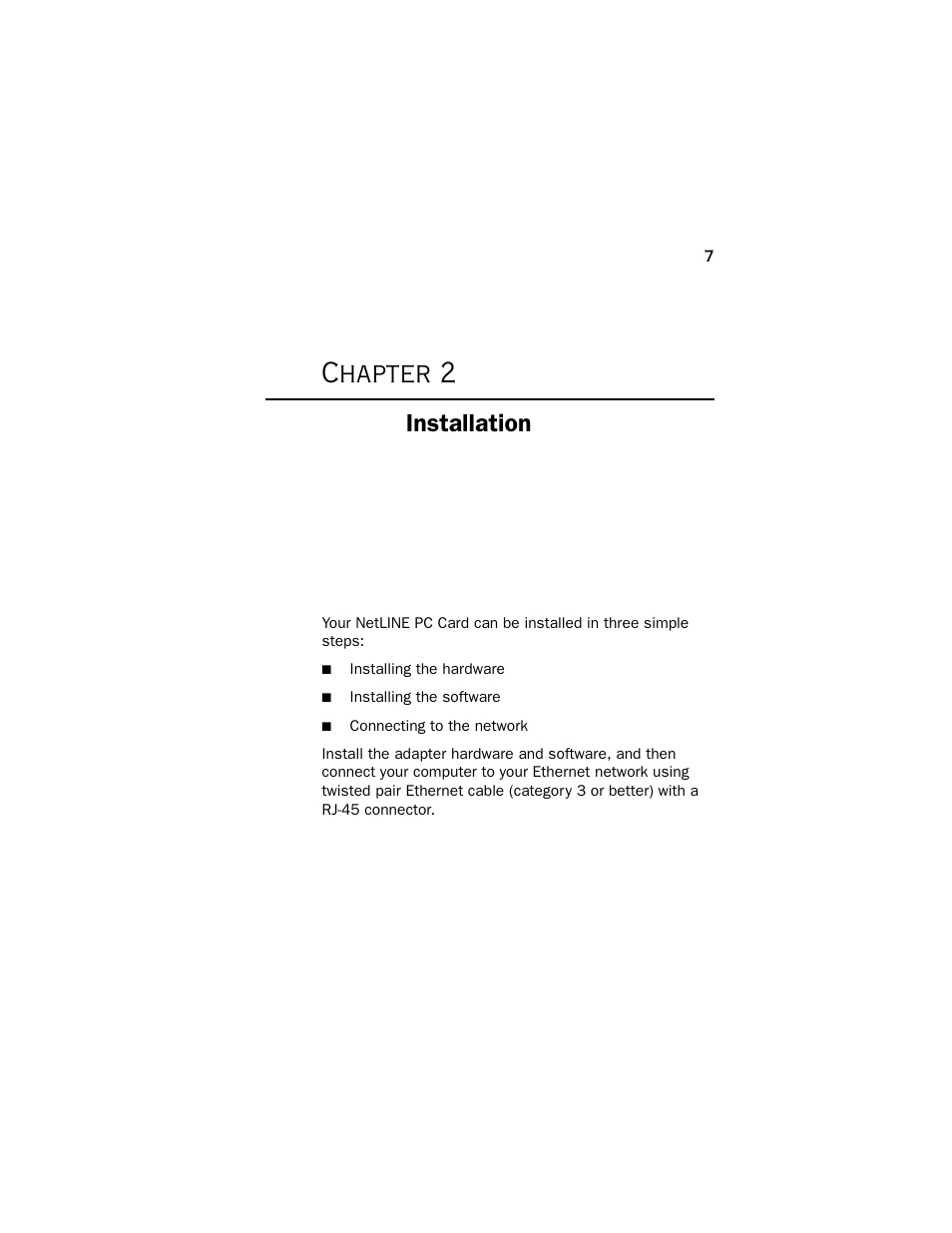 Installation, Chapter 2 - installation, Chapter 2 | Farallon Communications NetLINE User Manual | Page 7 / 26
