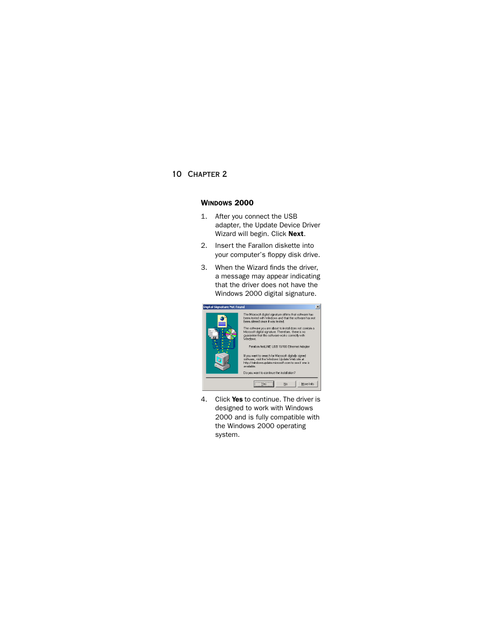 Windows 2000 | Farallon Communications NetLine USB 10/100 User Manual | Page 10 / 20