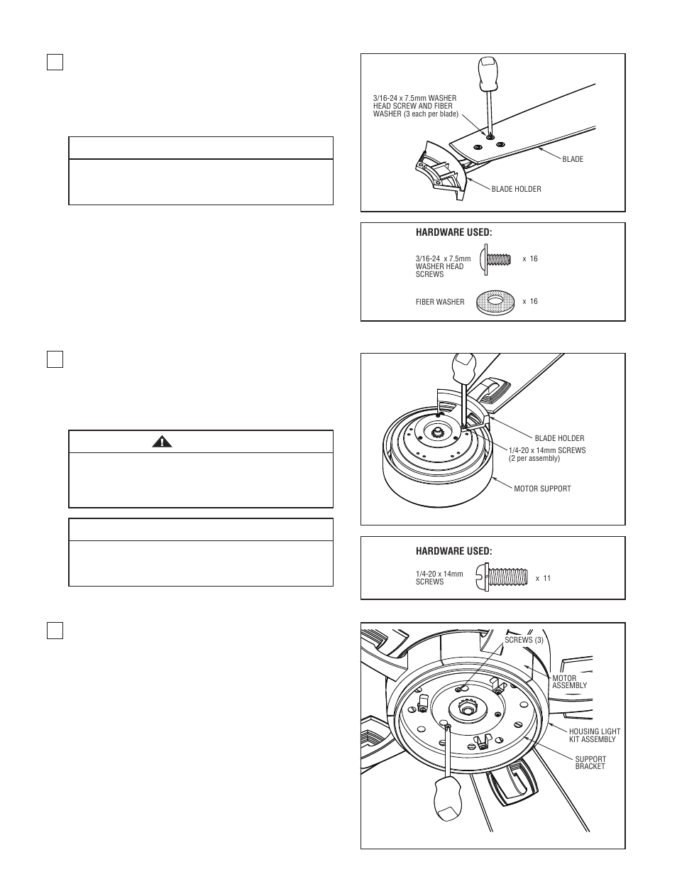 How to assemble the blades and light kit, Caution, Warning | Fanimation The Benito Ceiling Fan FP8003 User Manual | Page 9 / 32