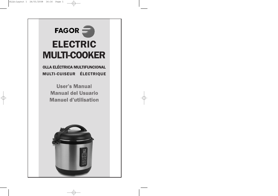 Fagor America Electric Multi-Cooker User Manual | 43 pages