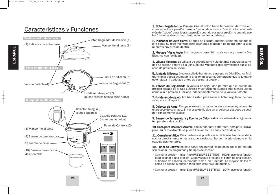 Características y funciones | Fagor America Electric Multi-Cooker User Manual | Page 14 / 43