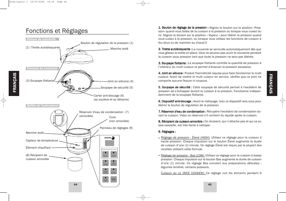 Fonctions et réglages | Fagor America Electric Multi-Cooker User Manual | Page 23 / 43