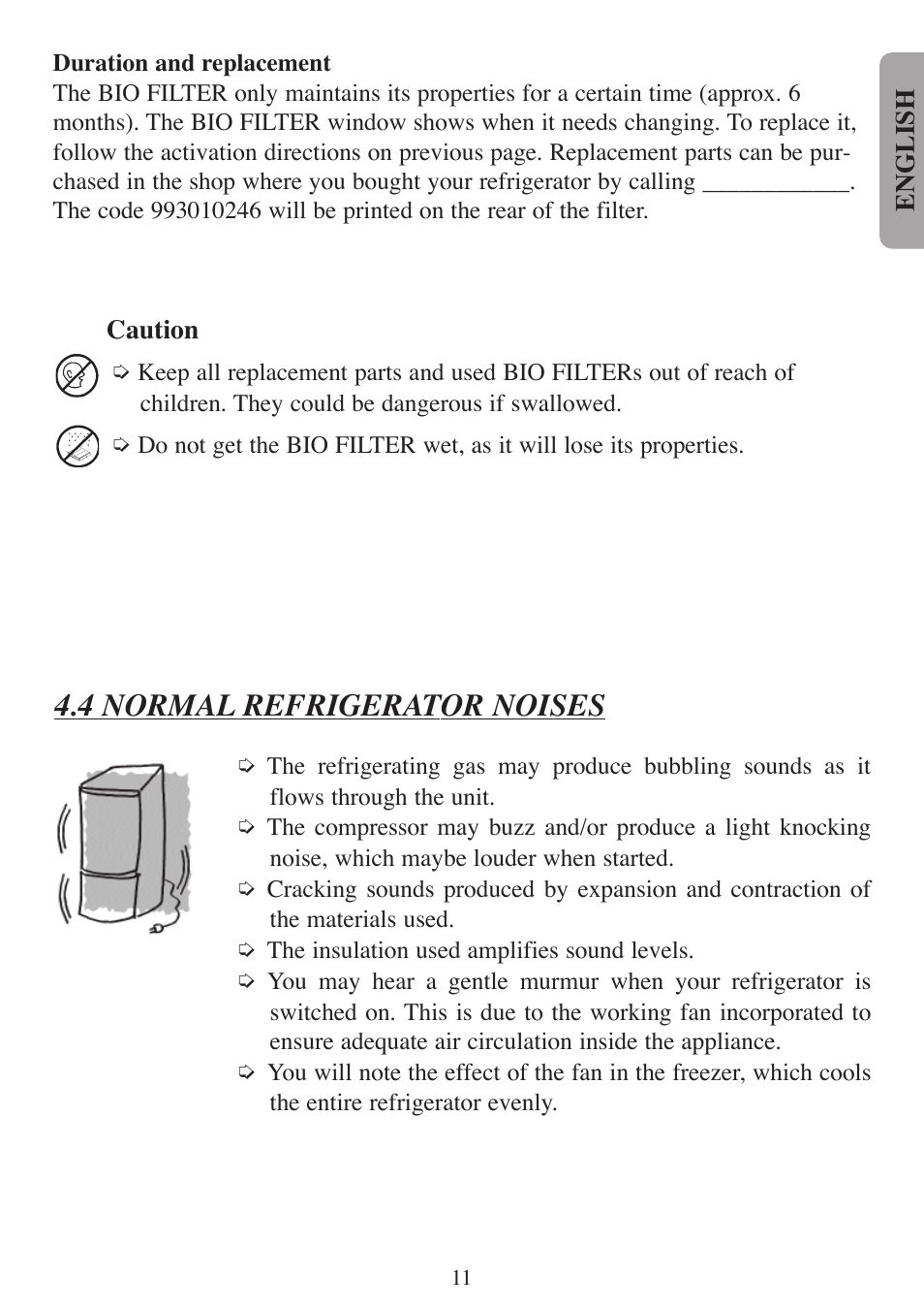 4 normal refrigerator noises | Fagor America 3FCA-68NFX User Manual | Page 13 / 56