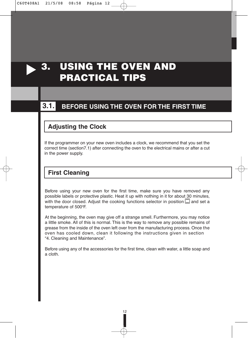 Using the oven and practical tips | Fagor America 5HA-200 LX User Manual | Page 12 / 122