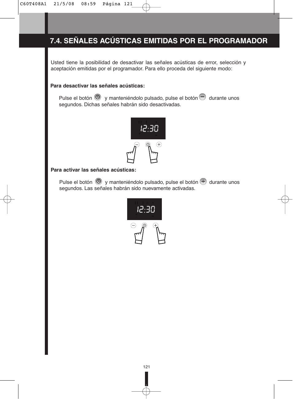 Señales acústicas emitidas por el programador | Fagor America 5HA-200 LX User Manual | Page 121 / 122