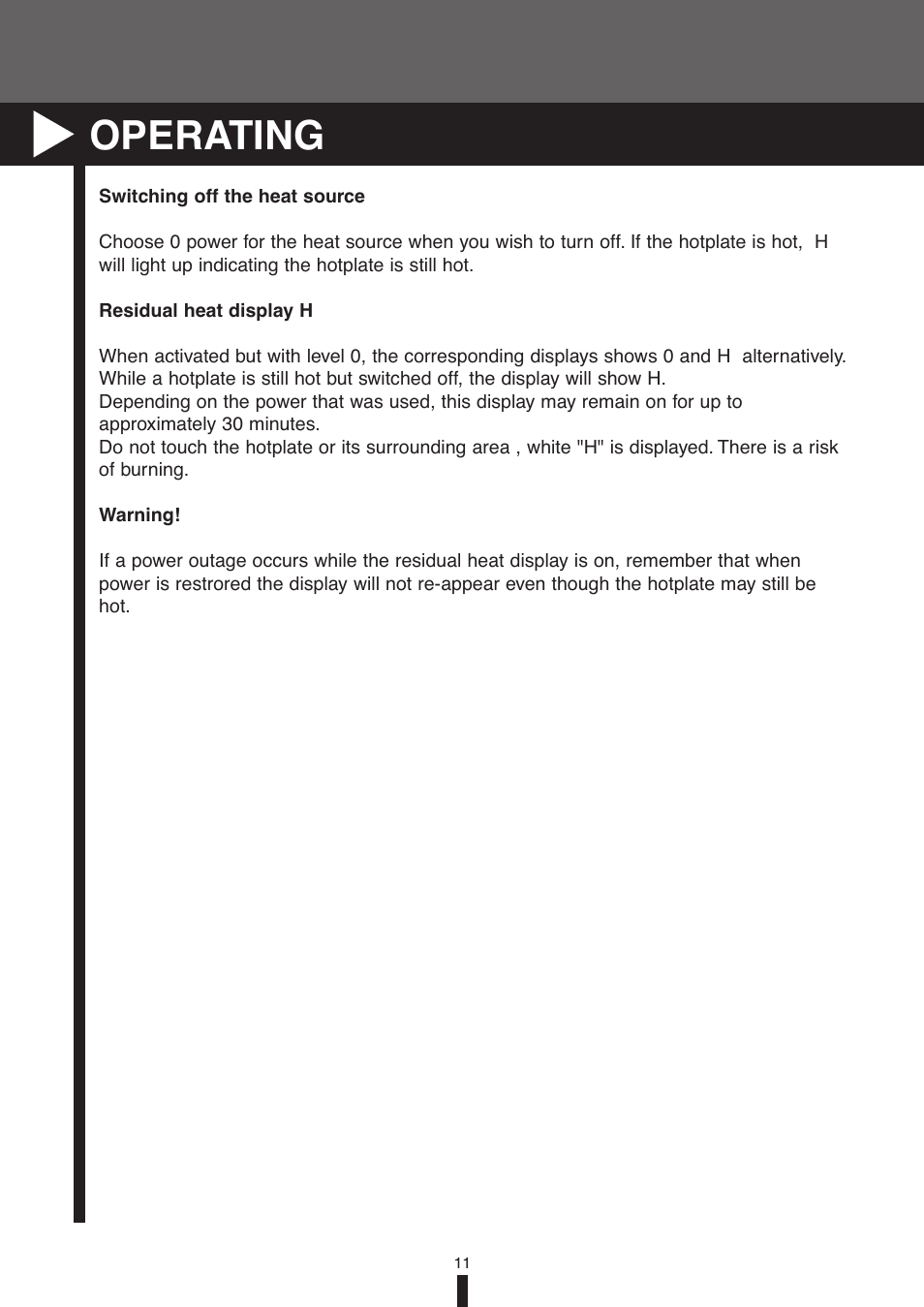 Operating | Fagor America VFA-78 S User Manual | Page 11 / 52