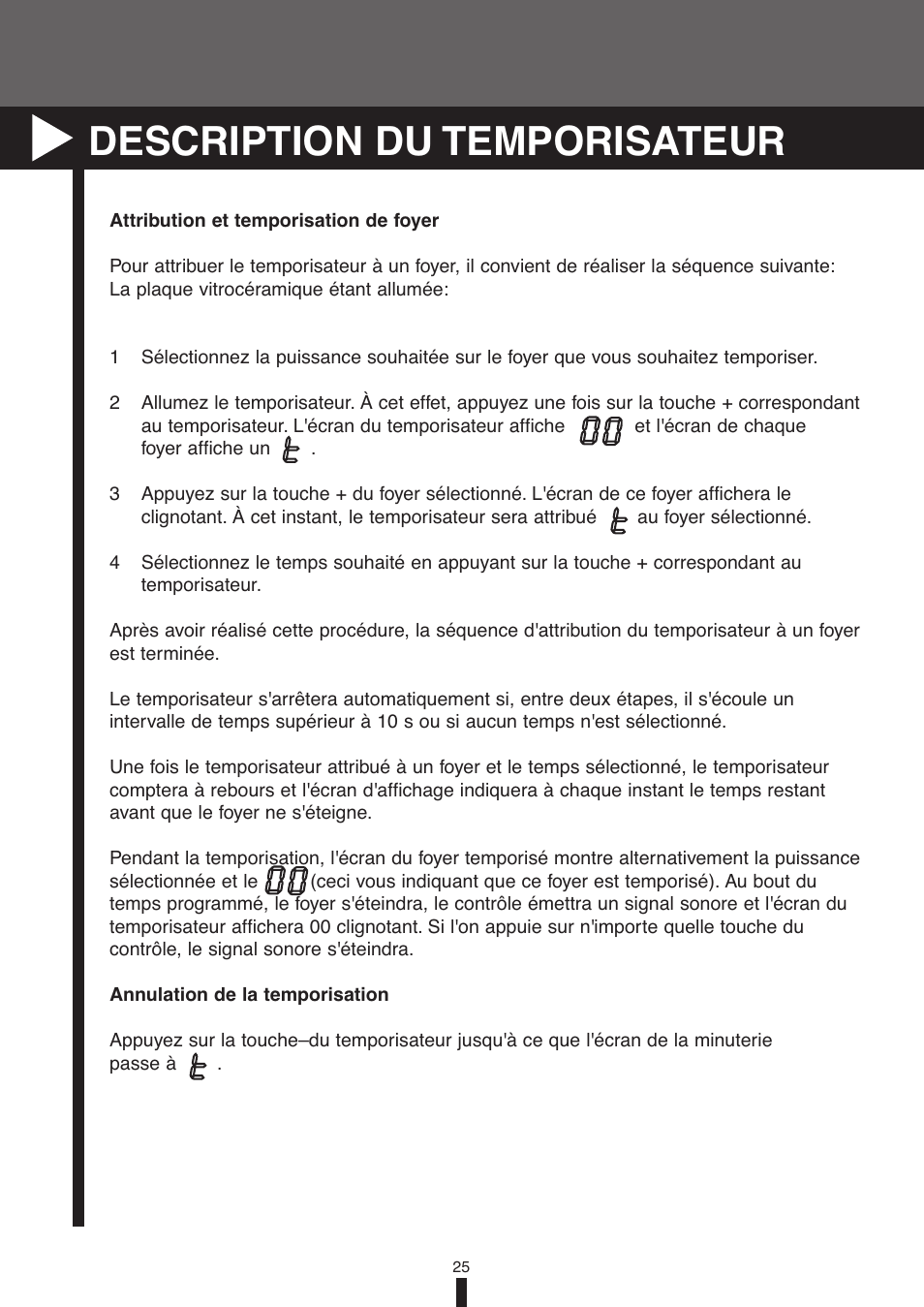 Description du temporisateur | Fagor America VFA-78 S User Manual | Page 25 / 52