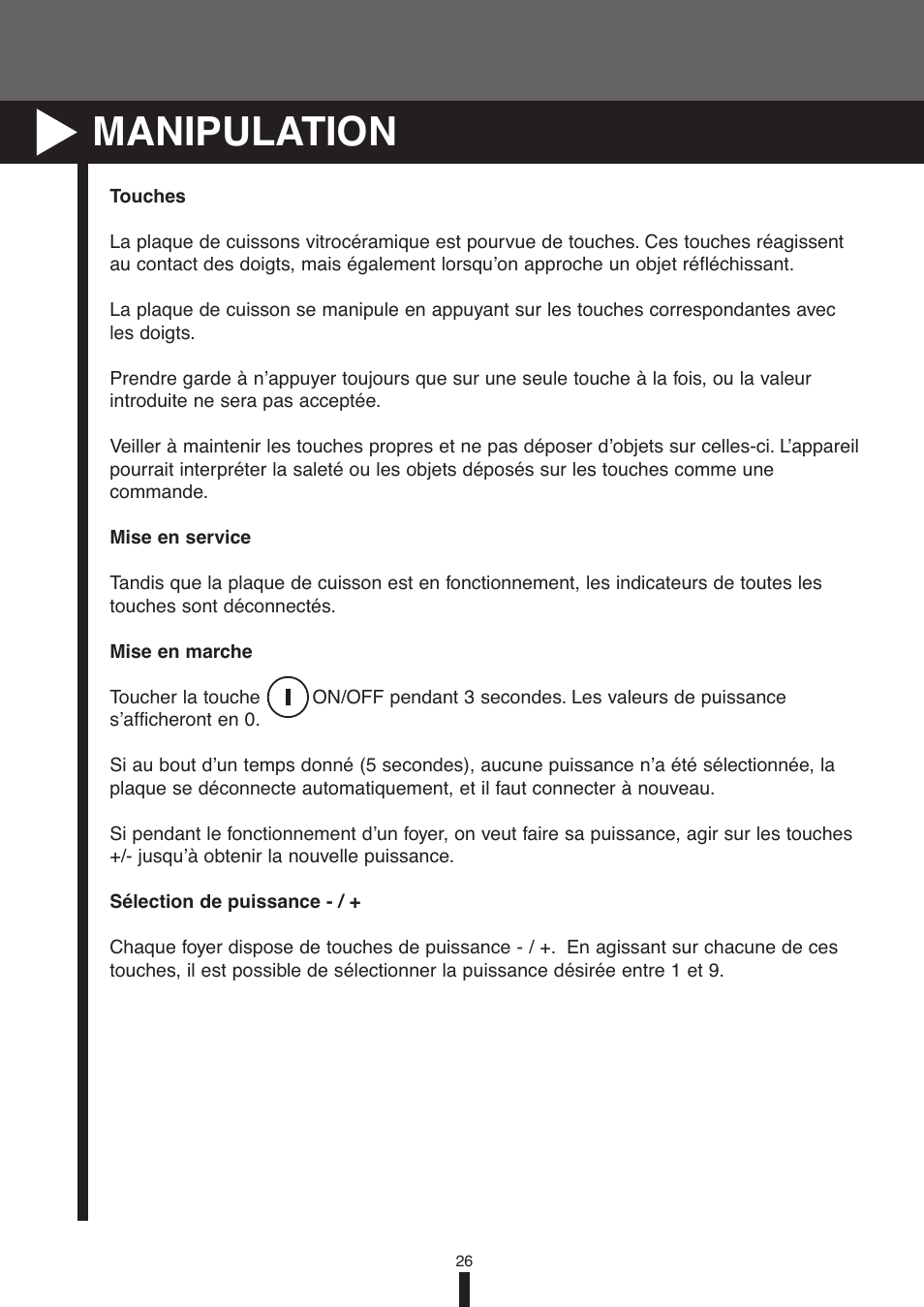 Manipulation | Fagor America VFA-78 S User Manual | Page 26 / 52