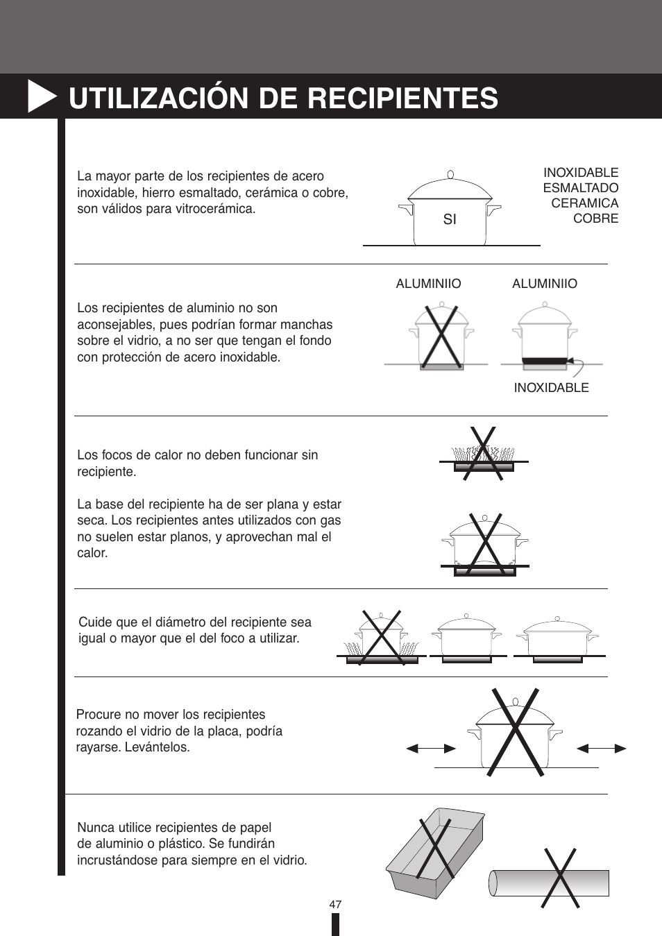 Utilización de recipientes | Fagor America VFA-78 S User Manual | Page 47 / 52