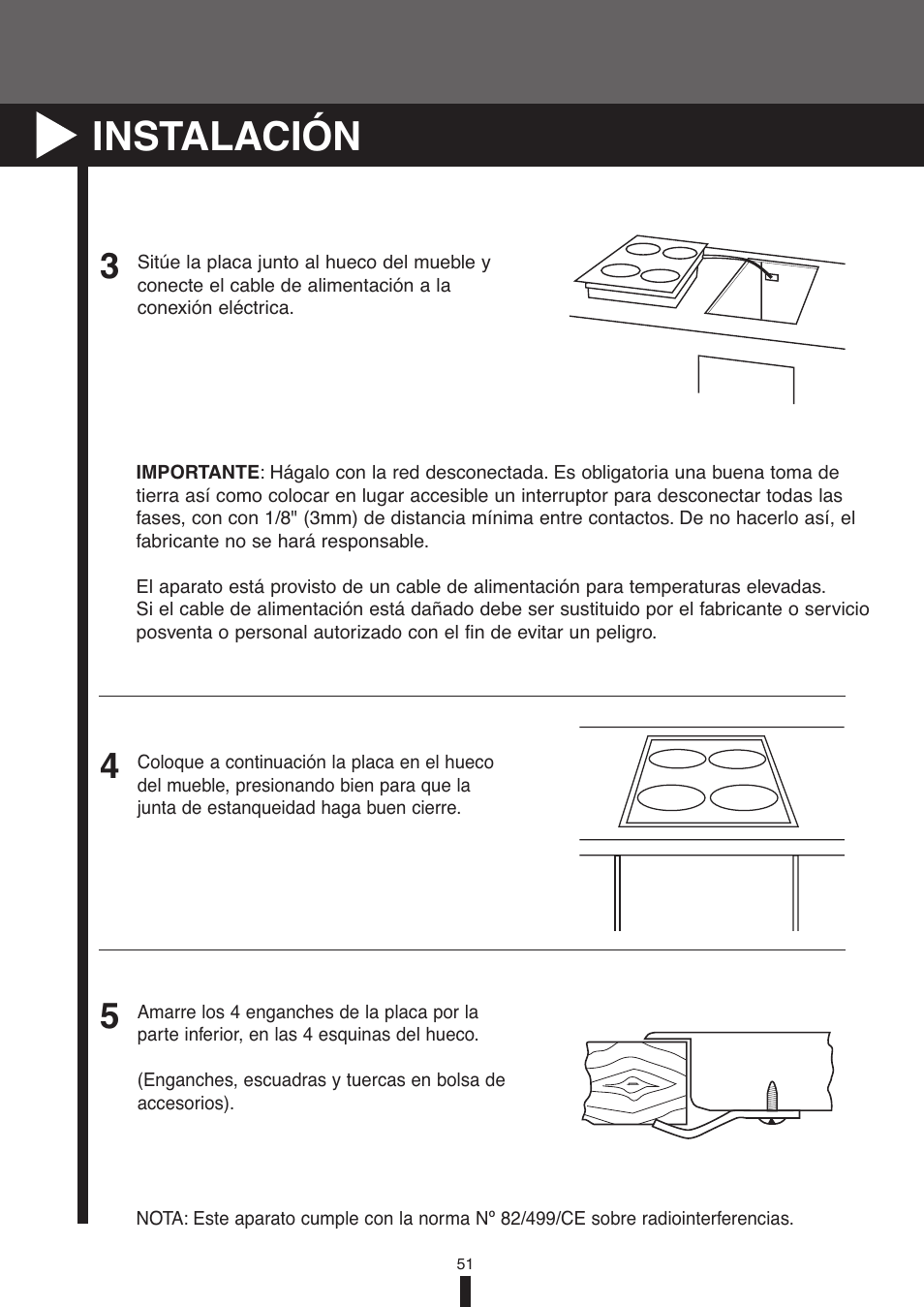 Instalación | Fagor America VFA-78 S User Manual | Page 51 / 52