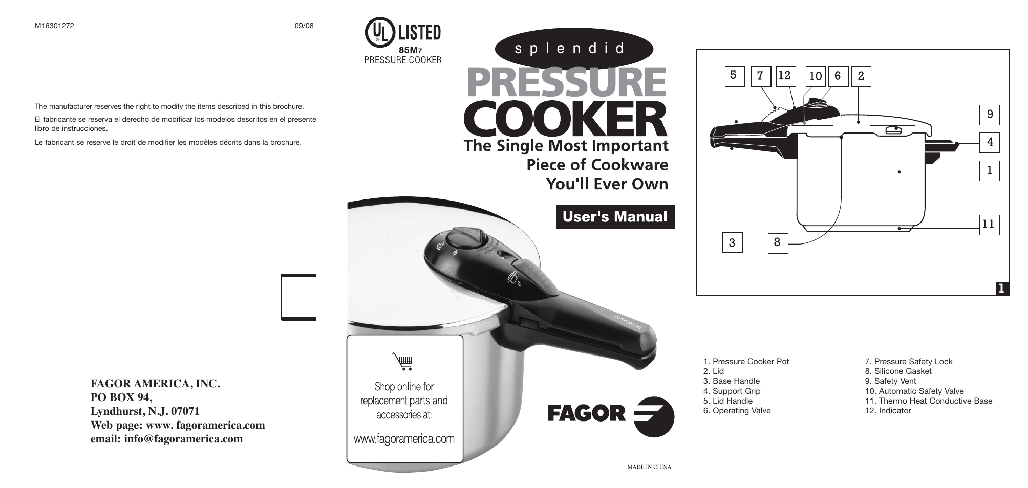 Fagor America M16301272 User Manual | 2 pages