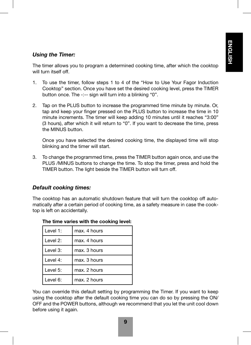 Fagor America Portable Induction Cooktop User Manual | Page 11 / 32