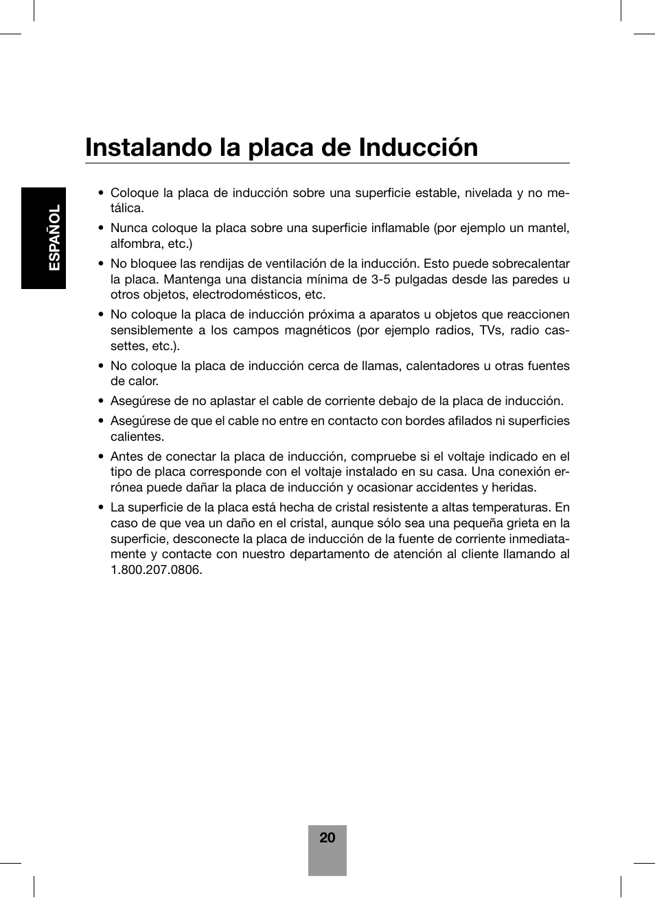 Instalando la placa de inducción | Fagor America Portable Induction Cooktop User Manual | Page 22 / 32