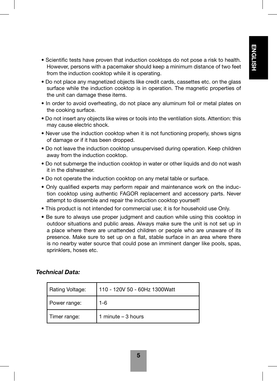 Fagor America Portable Induction Cooktop User Manual | Page 7 / 32