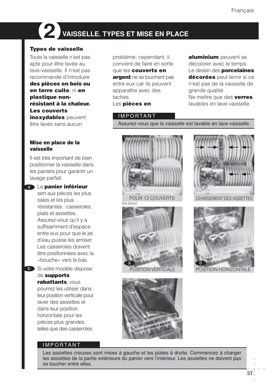 Vaisselle. types et mise en place | Fagor America IX LFA-013 SS User Manual | Page 37 / 76