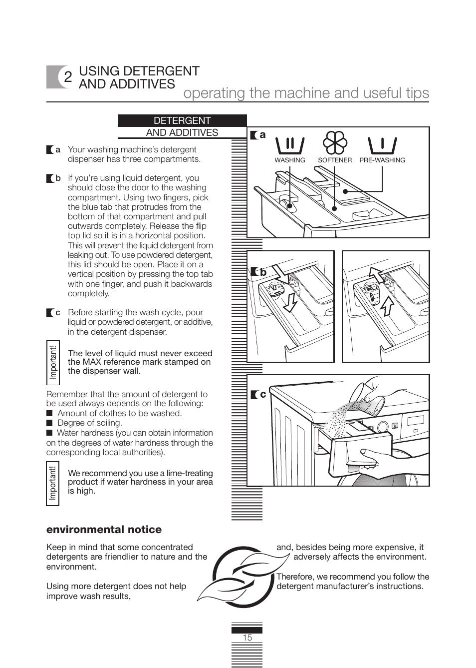 Operating the machine and useful tips, Using detergent and additives | Fagor America FA-5812 X User Manual | Page 15 / 88