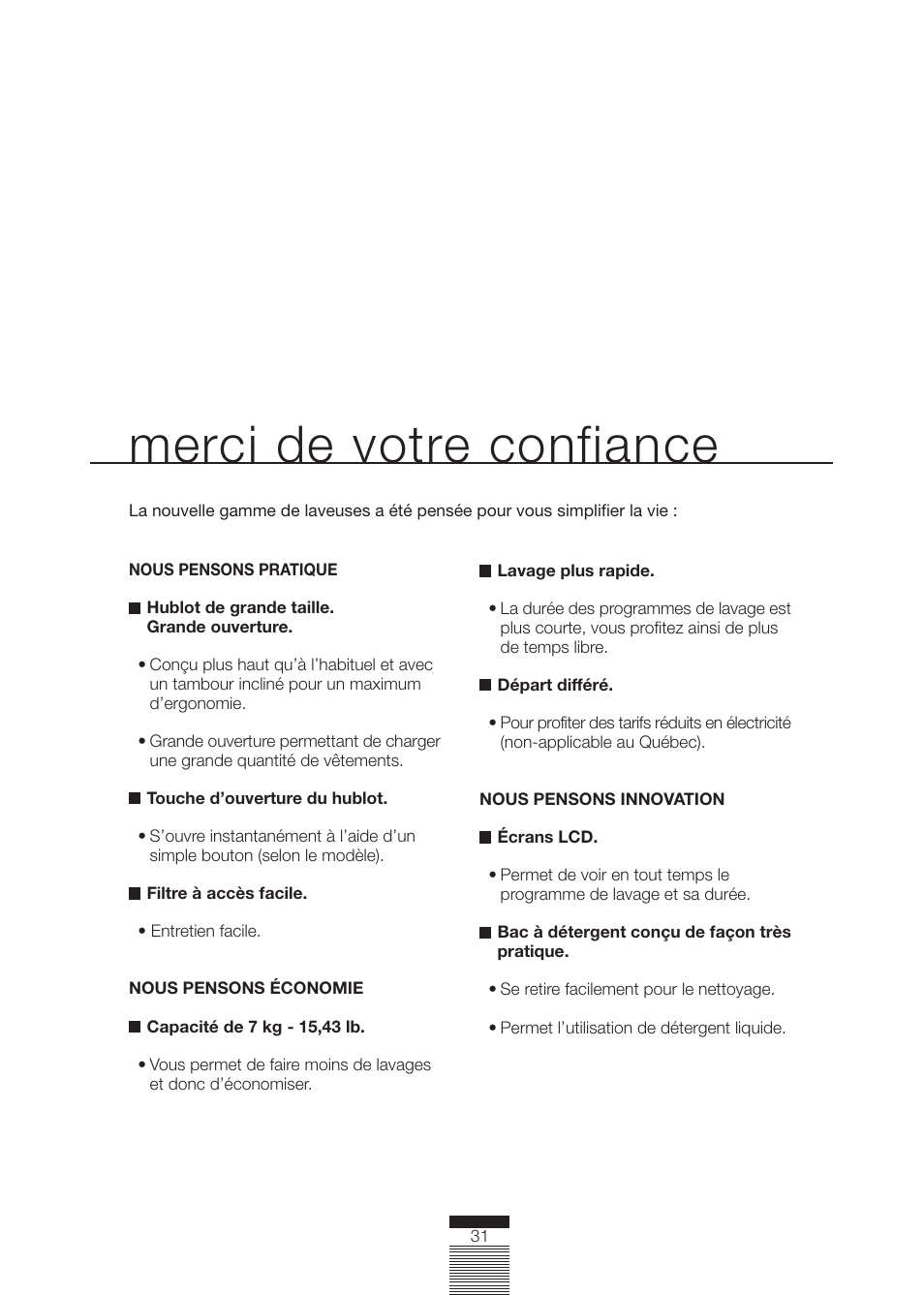 Merci de votre confiance | Fagor America FA-5812 X User Manual | Page 31 / 88