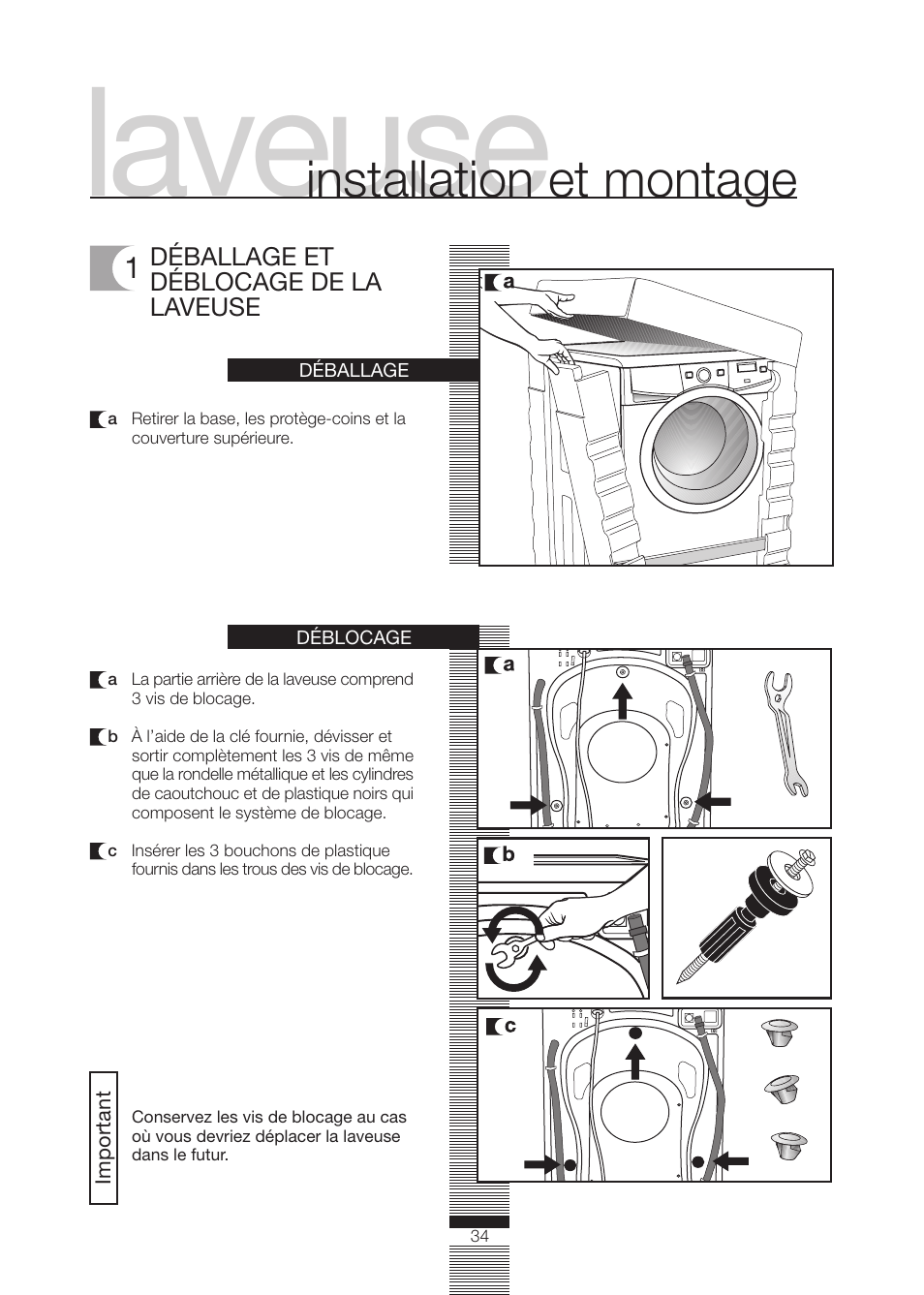 Laveuse, Installation et montage | Fagor America FA-5812 X User Manual | Page 34 / 88