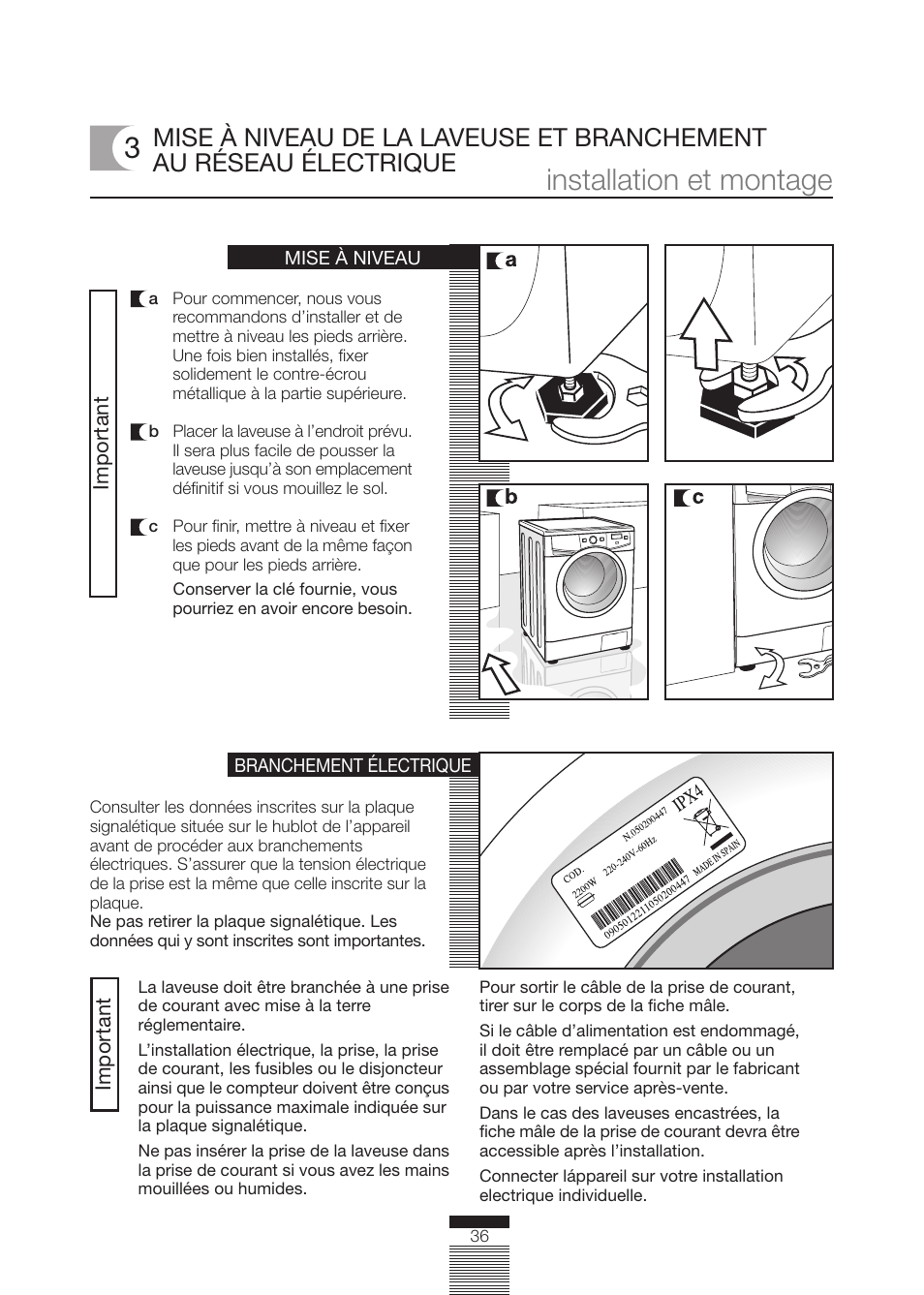 Installation et montage 3 | Fagor America FA-5812 X User Manual | Page 36 / 88