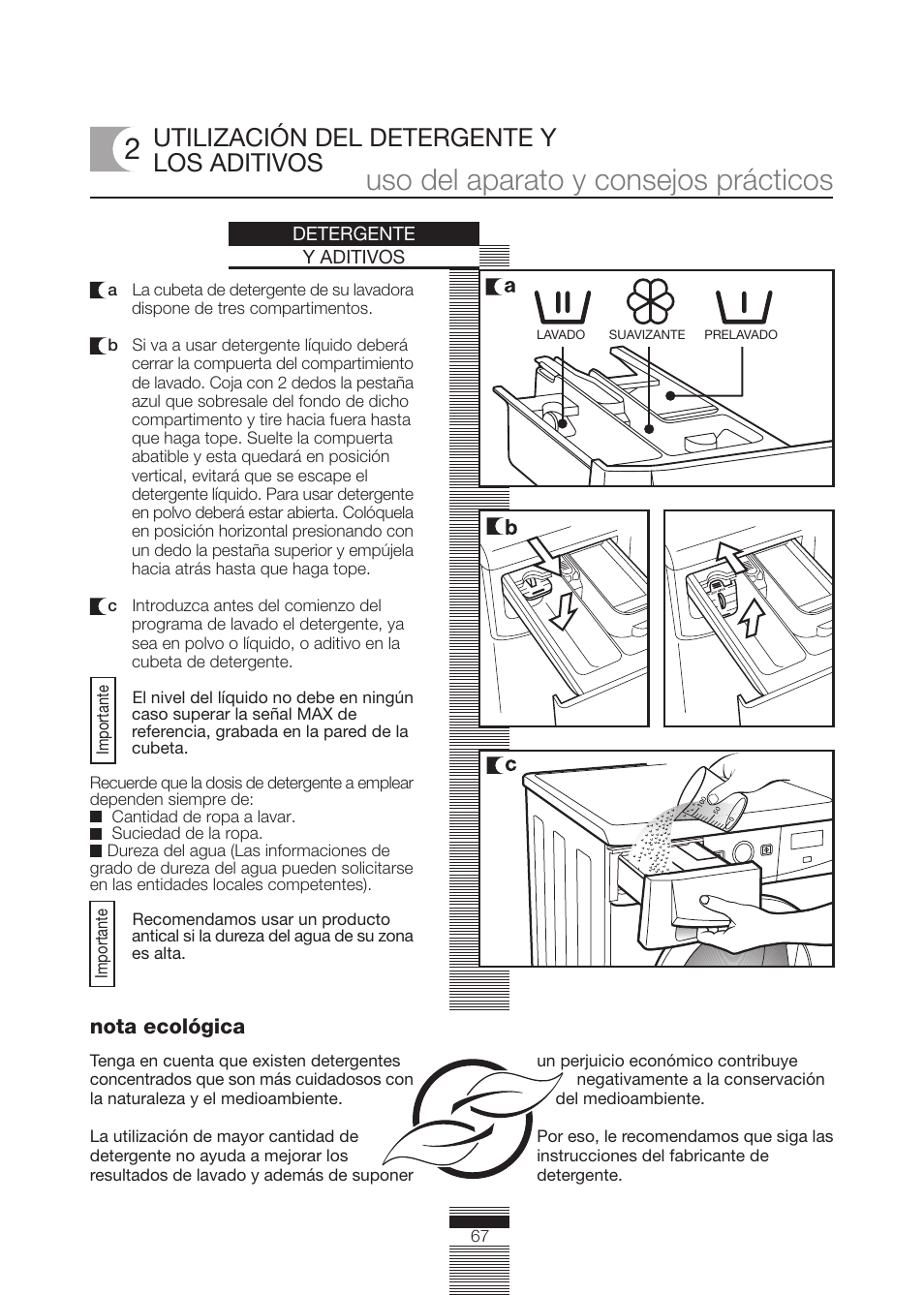 Uso del aparato y consejos prácticos, Utilización del detergente y los aditivos | Fagor America FA-5812 X User Manual | Page 67 / 88