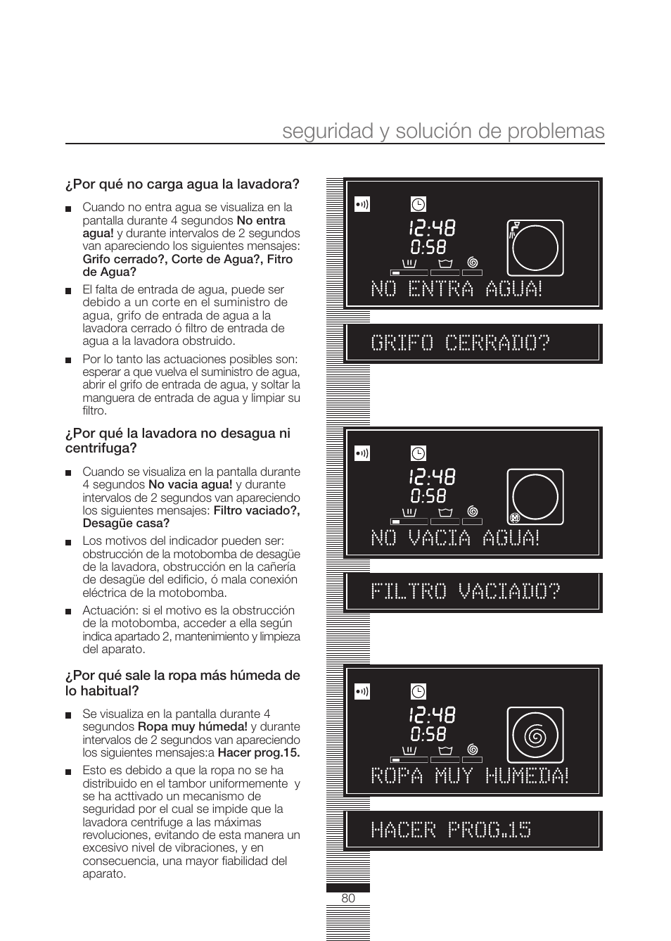 Seguridad y solución de problemas | Fagor America FA-5812 X User Manual | Page 80 / 88