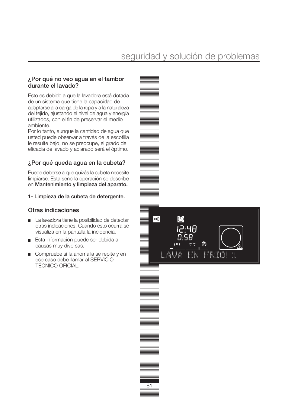 Seguridad y solución de problemas, Lava en frio! 1 | Fagor America FA-5812 X User Manual | Page 81 / 88