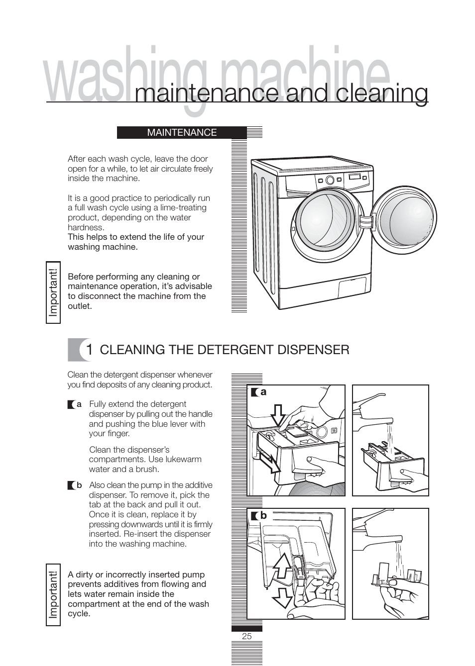 Washing machine, Maintenance and cleaning | Fagor America FA-4812X User Manual | Page 25 / 88